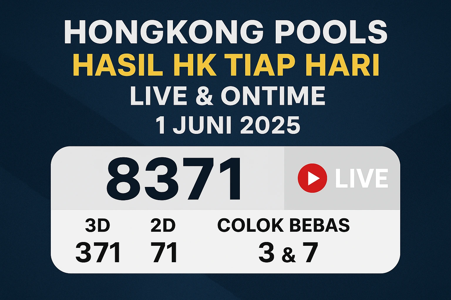 Hongkong Pools – Hasil HK Hari Ini, Live dan Tepat Waktu! (1 Juni 2025)